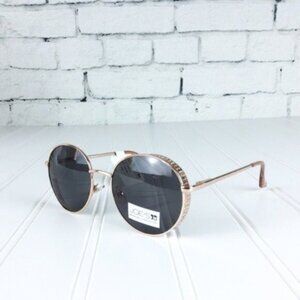 Joe's Jeans Round Rhinestone Edge Sunnies Rose Gold